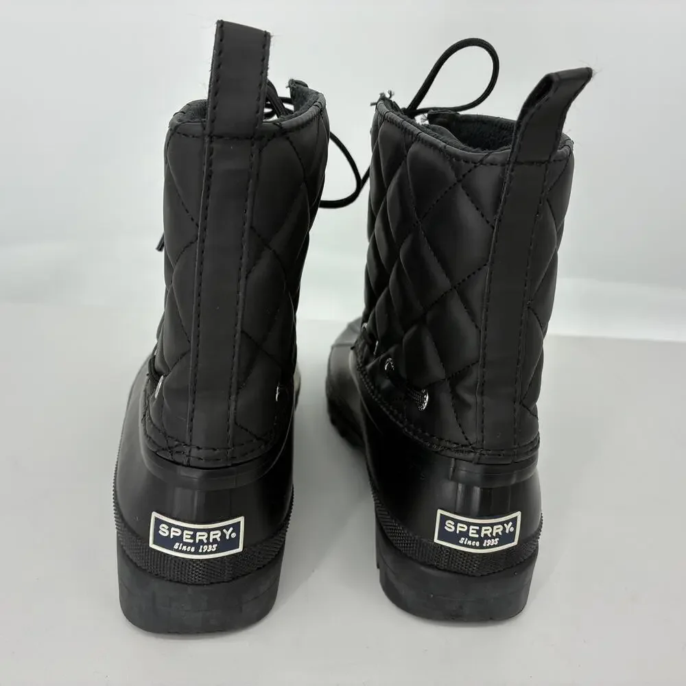 Sperry Top-Sider Womens Size 7 Black Gosling Duck Boots Round Toe Waterproof